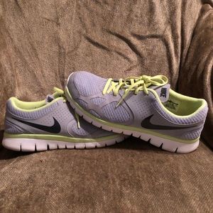 Nike Grey and lime green shoes.